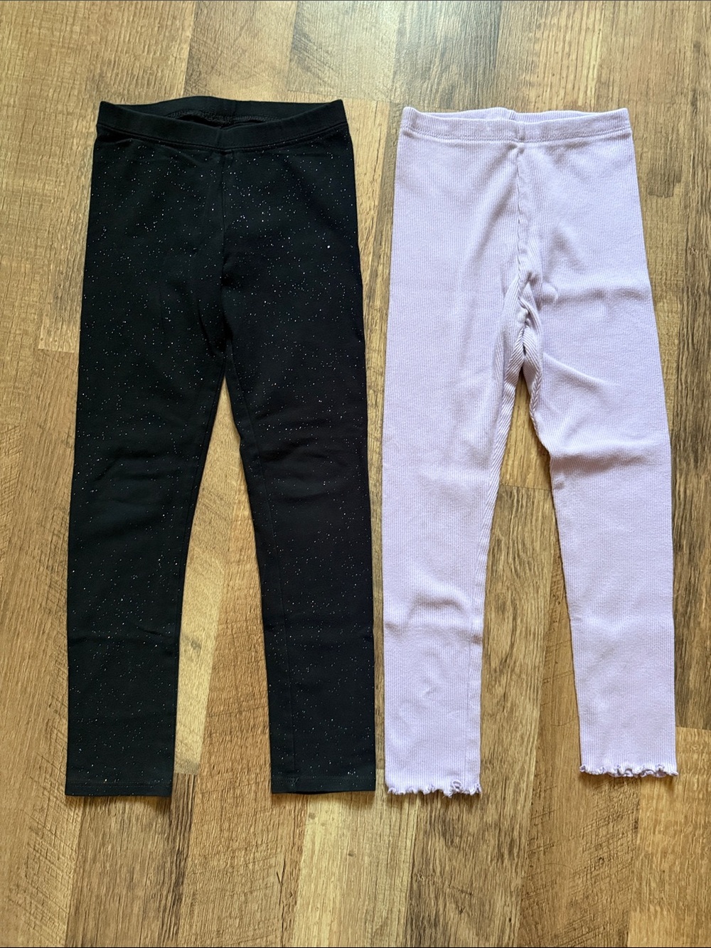 Kids 2 Pack Leggings - Lavender & Sparkle Black - Size 5